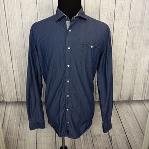 Johnnie-O Men's XL Blue 100% Cotton Long Sleeve Pearl Snap Shirt